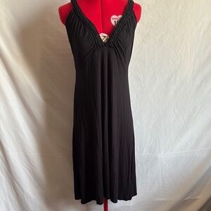 Fashion Bug Black Midi Dress with V-Neckline SM445